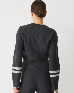 MONROW Plush Stripe Sweater FADEDBLACK Shop